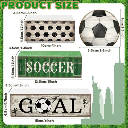 Moucuny 4 Pcs Soccer Party Decorations Soccer Table Centerpiece Football Tiered - Image 3