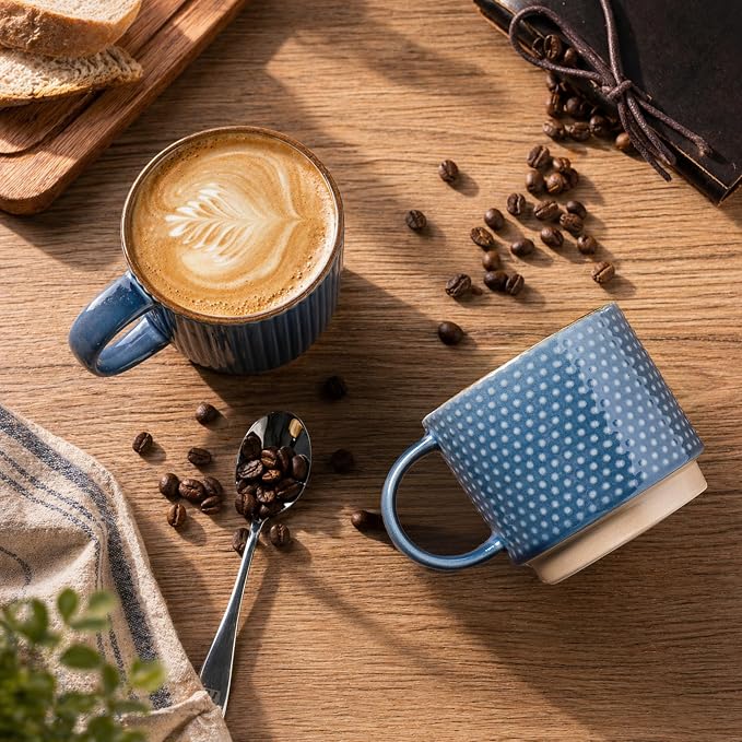 GBhome 15 OZ Stackable Coffee Mugs Set of 4, Ceramic Coffee Cups Set | 4 - Image 2