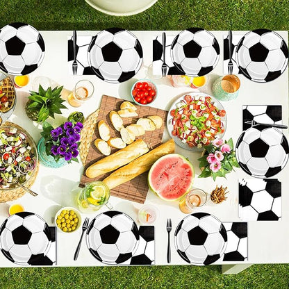 40 Pcs Soccer Plates and Napkins Party Supplies, 9-inch Disposable Soccer - Image 5