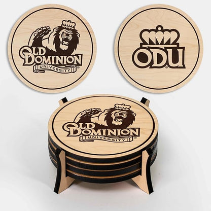 LazerEdge Old Dominion Monarchs Wooden Coaster Set - Maple Wood - Officially Licensed Product - 4-Pack