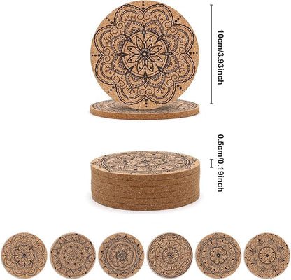 Cork Coasters for Drinks Absorbent Non Slip 12pcs 4 Inch India | Coaster for - Image 2