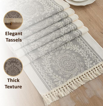 Farmhouse Boho Rustic Neutral Table Runner Decor - Image 4