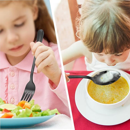 LIANYU 15-Piece Black Kids Silverware Set, Stainless Steel Toddler Utensils - Image 3
