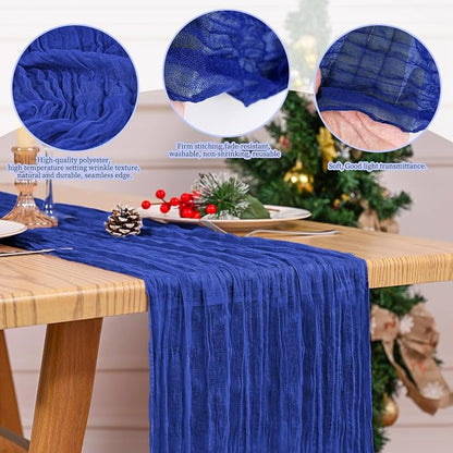 4 Pack Royal Blue Table Runners 17 x 108inch Cheesecloth Table Runner Boho - Image 5