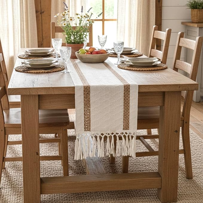 Fall Table Runner with Tassels for Coffe Table Home Decor 12x72 Inch | 72 - Image 6