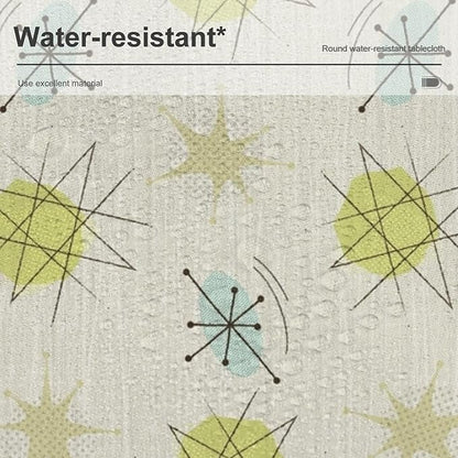 Mid Century Retro Round Tablecloth, Modern 1950s Style Abstract Geometric Vintage Print Tablecloth for Home Party Dining Room Kitchen Decor 36Inch(90cm)