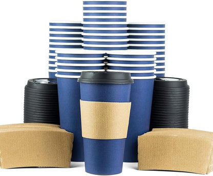 Disposable Coffee Cups With Lids - 20 oz To Go Coffee Cup. Large Travel Cups - Image 2