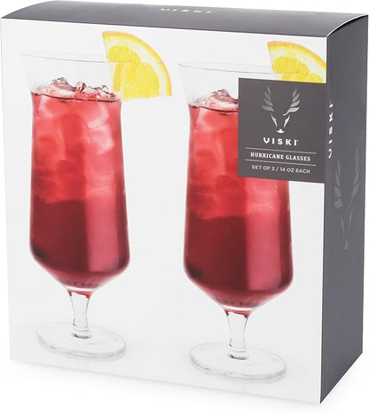 Viski Raye Hurricane Glasses, Tropical Cocktail Glass, Crystal Glasses Gift set - Image 8