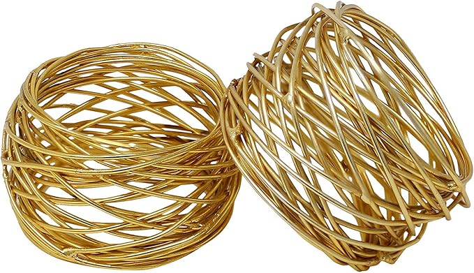 Golden Mash Napkin Rings Dining Table Napkin Holder, Classic Everyday Use by ARNCRAFT
