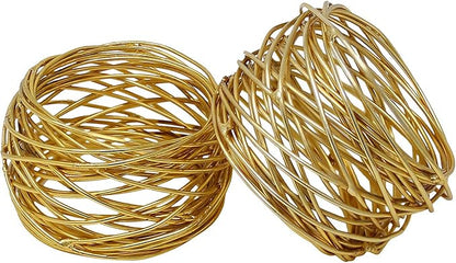 Golden Mash Napkin Rings Dining Table Napkin Holder, Classic Everyday Use by ARNCRAFT
