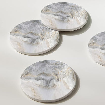 Set of 6 Abstract Gray White Marble Coasters - Image 5