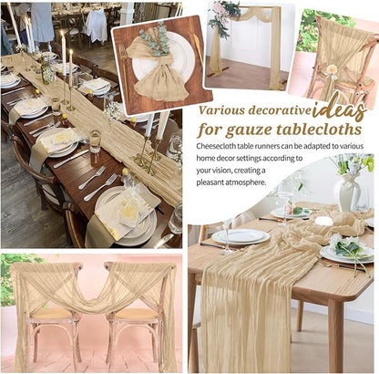 Pesonlook Cheesecloth Table Runner Beige, 10 Pack 17.7x108 inch, Long | Rustic - Image 7