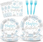 96PCS Winter Birthday Party Decorations Snowflake Paper Plates and Napkins by Justforjoyful