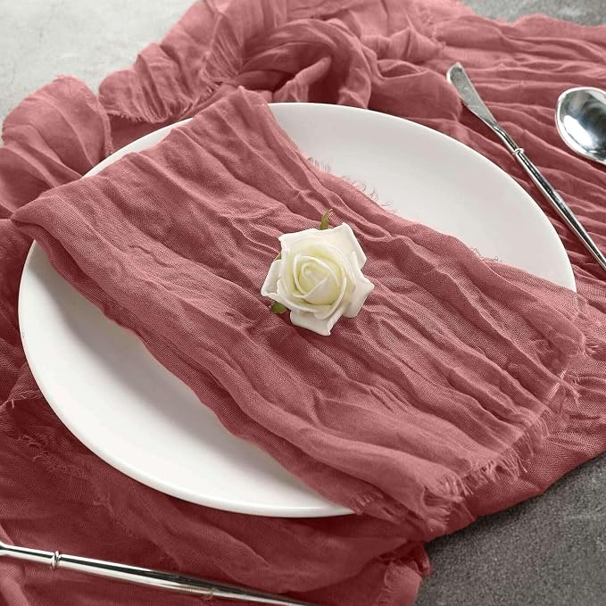 Efavormart 5 Pack 24"x19" Mauve Matte Gauze Cheesecloth Napkins, Vintage Cotton - Image 5