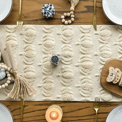 Artoid Mode Beige Soft Faux Fur Pumpkins Fall Table Runner 13x36 Inch | - Image 2