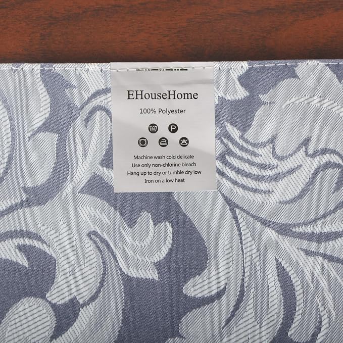 EHouseHome Jacquard Damask Reversible Blue and Grey Table Runners - Image 6