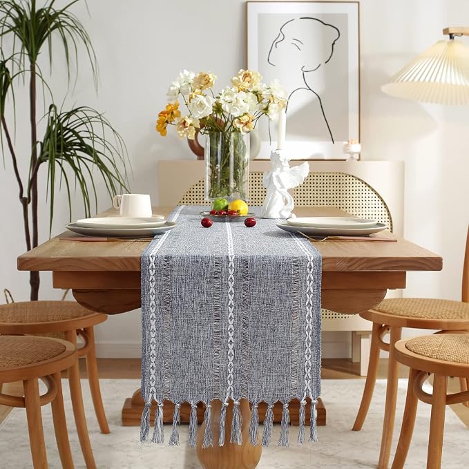 Rustic Boho Table Runner, Farmhouse Table Runners 72 Inches Long - Image 2