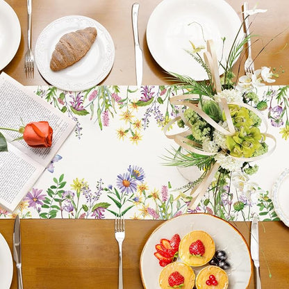 Spring Summer Wildflower Table Runner Lavender Butterfly Burlap Table Runners - Image 8