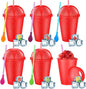 6 Set Slushie Cups with Dome Lids and Straws Detachable Spoon Straws Reusable by Unknown