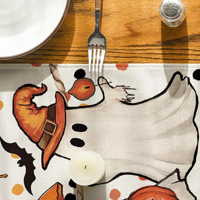 Artoid Mode 210 GSM Halloween Table Runner 13x36 Inch Home Party Decor | Beige - Image 7