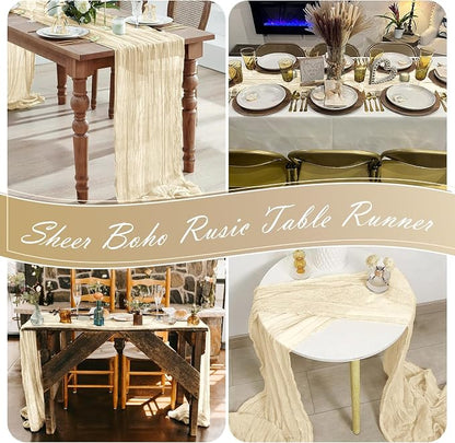 30 Pack Ivory Cheesecloth Table Runner 17 x 108 inch Cheese Cloth Table Runners - Image 7