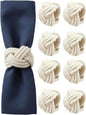 ALPHA Living HOME 8 Pcs Jute Napkin Rings Decorative Napkin Holder Serviette Buckles for Wedding Party Dinner Table Decor Anniversary Birthday Romantic Dinner Holiday, Wedding Daily Use (Off White)