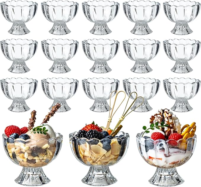 5oz Iced Cream Dessert Bowl, Vintage Footed Tulip Glass Dessert Cups, Cute by JGKYLDZ