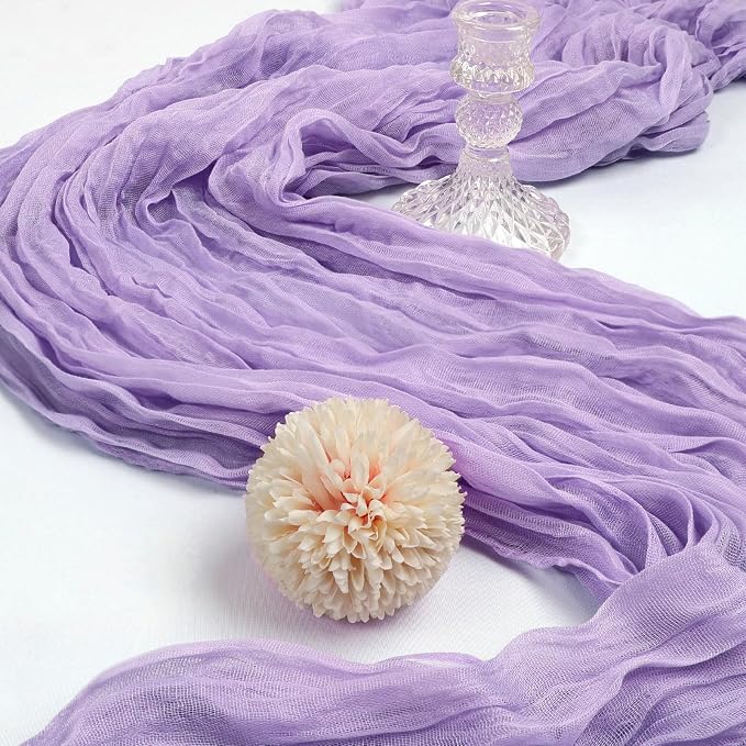 12 Pack 10Ft Lavender Purple Cheesecloth Table Runner 23 x 120 Inch | Gauze - Image 3