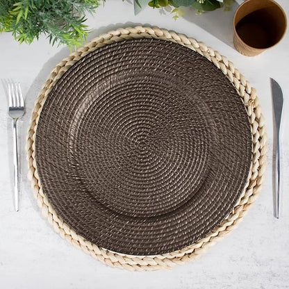 Efavormart 12-Pack Acrylic Charger Plates 13" Round Natural Brown - Image 8