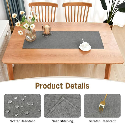 Faux Linen Small Table Runner Water Resistant 13 x 36 in, Charcoal | Farmhouse - Image 3