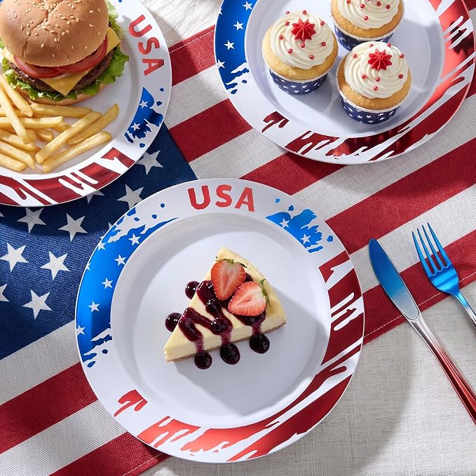 BESTVIP 50Pcs 4th of July Plastic Plates, Memorial Day & Special Events - Image 3