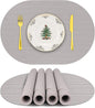 Silicone Placemats, Oval Placemats for Dining Table, Placemats Set of 4, Non-Slip Waterproof Heat Resistant Outdoor Placemat for Patio Table (Light Gray-Oval)
