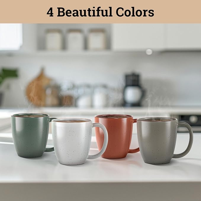 Ceramic Coffee Mugs Set of 4, 16oz Durable Microwave Safe Cups - Image 4