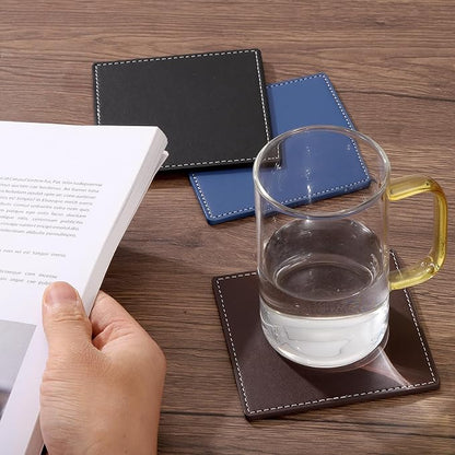 uxcell Square Drink Coasters Set of 6 White Stitched Dual Sided Non-Slip - Image 6