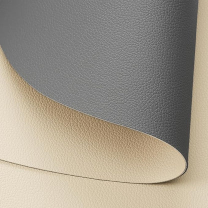 Myir JUN Placemats, Dual-Sided Placemats Waterproof Faux Leather Placemats Set of 6 Place Mats and Coasters Non-Slip Washable Table Mats for Dining Table (Gray Wheat, Set of 4)