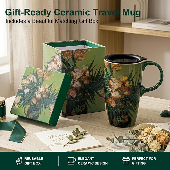 Topadorn 17oz Van Gogh Oleanders Ceramic Coffee Mug - Image 7