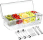 Chilled Condiment Caddy with Lids, 5 Spoons, 5 Forks & 2 Tongs | Chilled by BLIVORRA