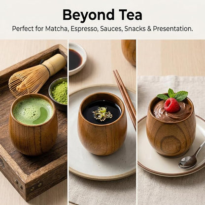 Hiceeden 6 Pack Wooden Tea Cups, 5 Oz Japanese Tea Cups Handmade Natural Wood - Image 7
