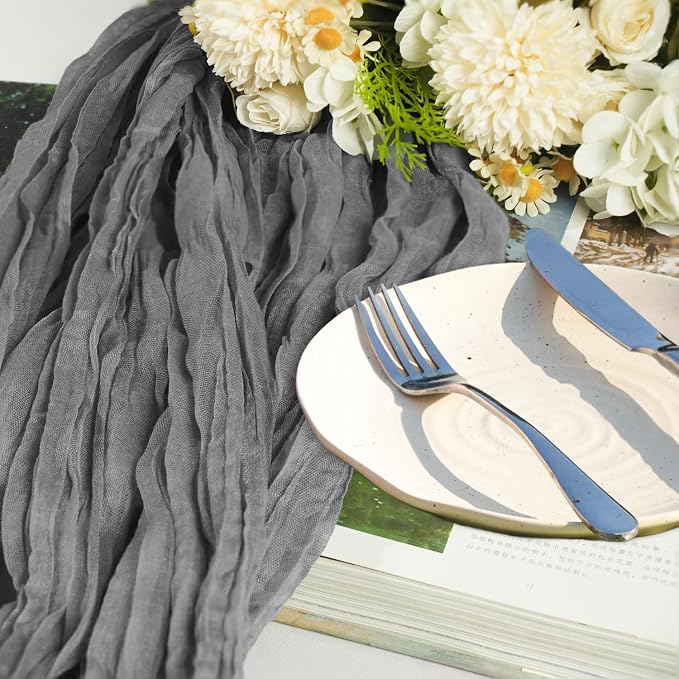 12 Pack Gery Cheesecloth Table Runner 10ft Boho Gauze Cheese Cloth Table Runner - Image 4