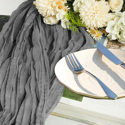 12 Pack Gery Cheesecloth Table Runner 10ft Boho Gauze Cheese Cloth Table Runner - Image 4