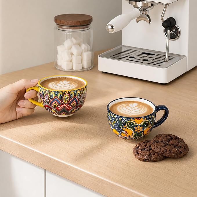 Henten Home Ceramic 8.5 oz Coffee Cups, Latte Cup - Image 6