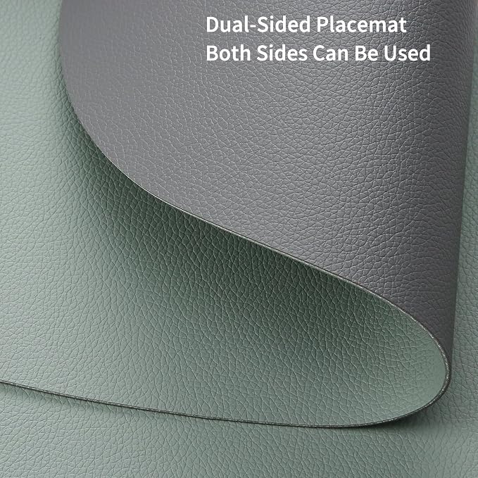 Myir JUN 15 Inches Round Placemats Set of 4 Faux Leather Place Mats | - Image 3