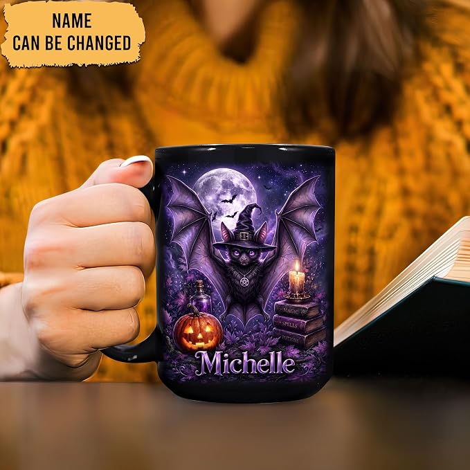 Hyturtle Personalized Halloween Bat Mug, Custom Name Gift - Image 2