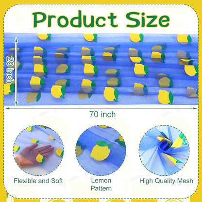 4 Pcs Lemon Tulle Table Runner Amalfi Coast Party Decorations 29 x70 inch - Image 3