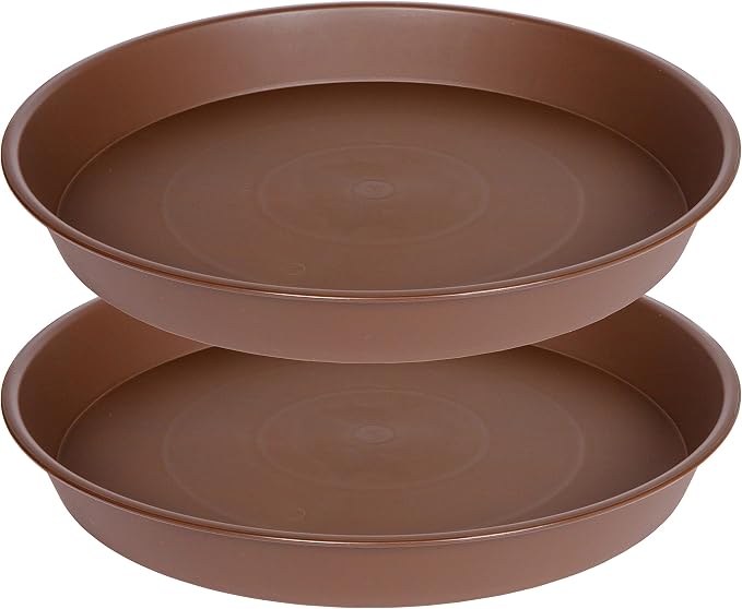 2 Pack of 10 inch Plant Saucer Gray, Heavy Duty Plastic Plant Saucer 10 inch by Bleuhome
