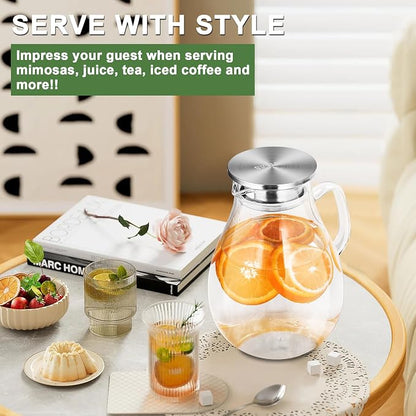 SUSTEAS 2.2 Liter 75oz Glass Pitcher, Water Pitcher - Image 7