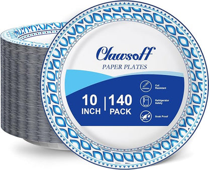 Clawsoff 10 Inch 140 Count Paper Plates Heavy Duty Disposable Plates Blue | Cut by BuyNow