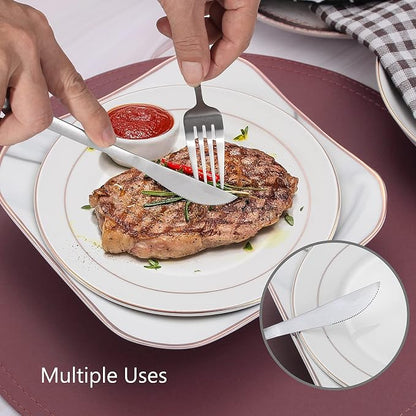 Matte Silverware Set, VANVRO 20-Piece Stainless Steel Flatware Set, Satin - Image 5