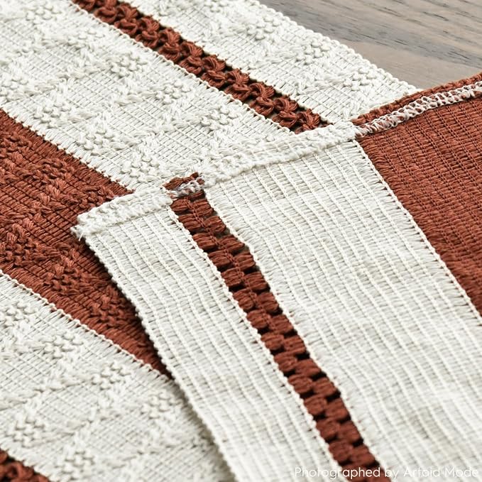 Artoid Mode Caramel Rustic Woven Table Runner 12x36 Inch | Holiday Farmhouse - Image 5