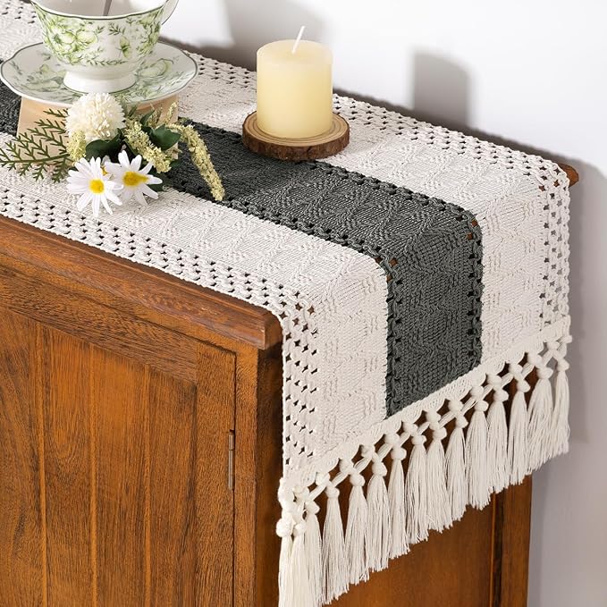 Boho Table Runner Summer Farmhouse Rustic Dining Dresser Scarf Home Decor | by Socomi